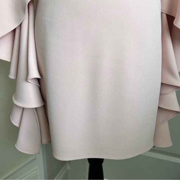 Halston Heritage V-Neck Flounce Sleeve Mini Cocktail Dress Pink Sz 0 - Picture 7 of 16